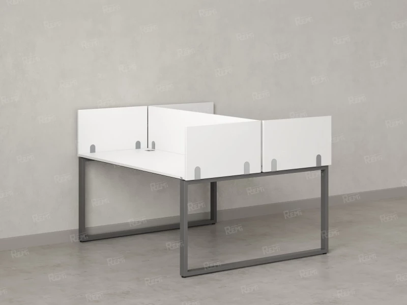 Бенч-система, 2 рабочих места, 5 ЛДСП экранов 1000x1200x750 RM169-4-10x12 Белый/Серый