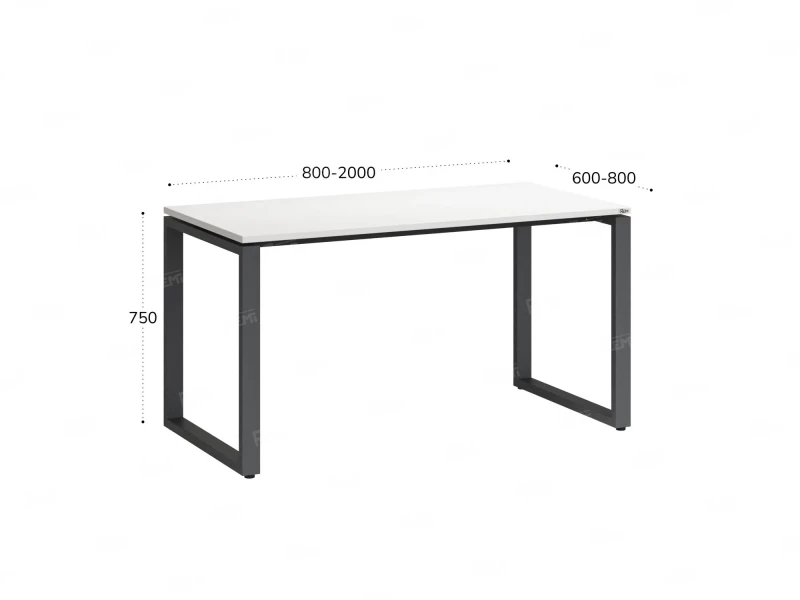 Стол прямой на O-образных опорах 1800x800x750 RM002-18x8 Белый/Серый