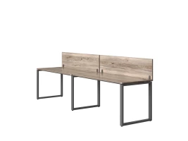 Бенч-система в 1 ряд, 2 рабочих места 2 ЛДСП экранов 2000x600x750 RM168-4-20x6 Дуб Маувелла/Серый
