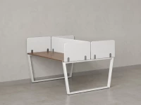 Бенч-система, 2 рабочих места, 5 тканевых экранов 1000x1400x750 RM172-3-10x14 Дуб Юстус/Белый