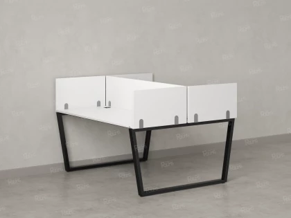 Бенч-система, 2 рабочих места, 5 ЛДСП экранов 1000x1200x750 RM172-4-10x12 Белый/Черный