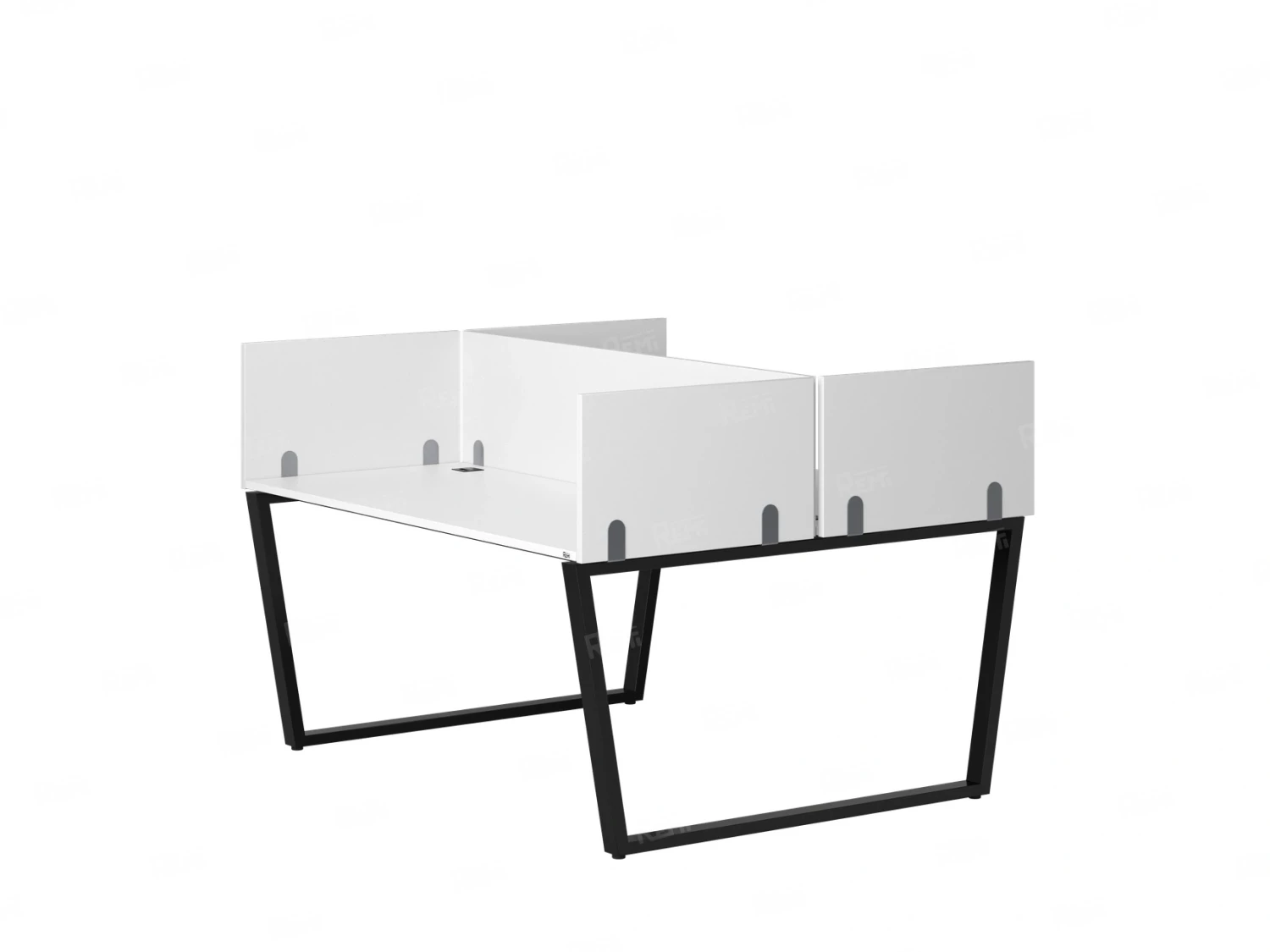 Бенч-система, 2 рабочих места, 5 ЛДСП экранов 1000x1200x750 RM172-4-10x12 Белый/Черный