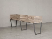 Бенч-система в 1 ряд, 2 рабочих места 5 ЛДСП экранов 3200x700x750 RM174-2-32x7 Дуб Маувелла/Серый
