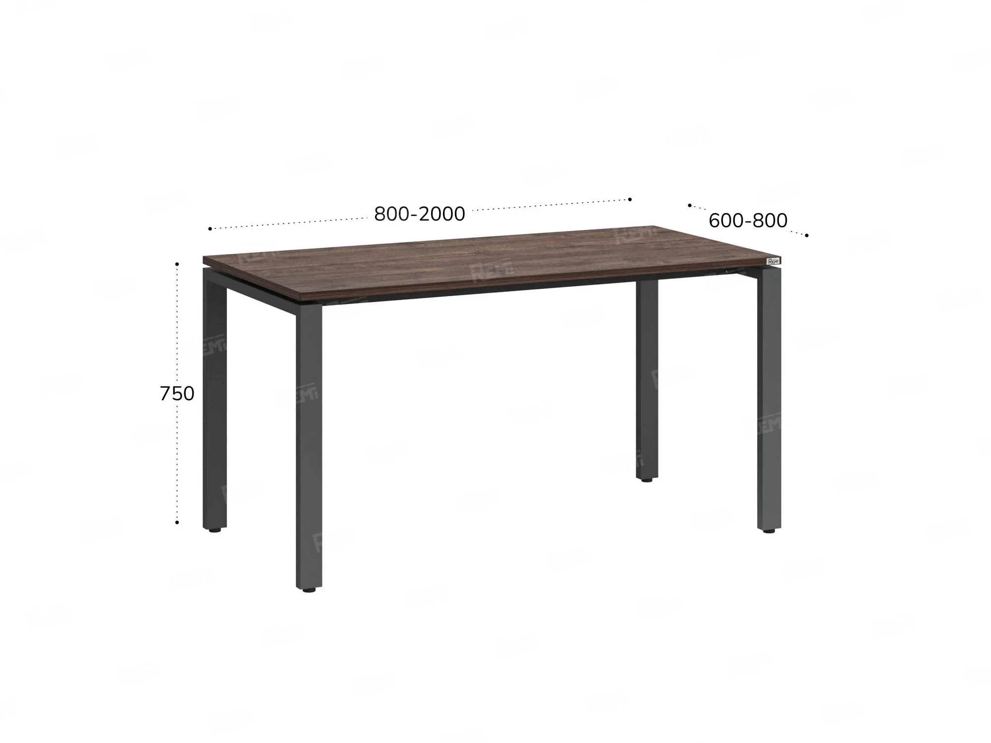 Стол прямой на П-образных опорах 1200x600x750 RM001-12x6 Дуб Апрельский шоколад/Серый