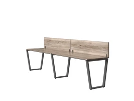 Бенч-система в 1 ряд, 2 рабочих места 2 ЛДСП экранов 2000x600x750 RM174-4-20x6 Дуб Маувелла/Серый