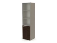 Шкаф комби RAC069 с замком, правый, стекло сатин 45,1x44,8x198,2см Дуб Термо/Серый камень, Серия Аккорд / Accord