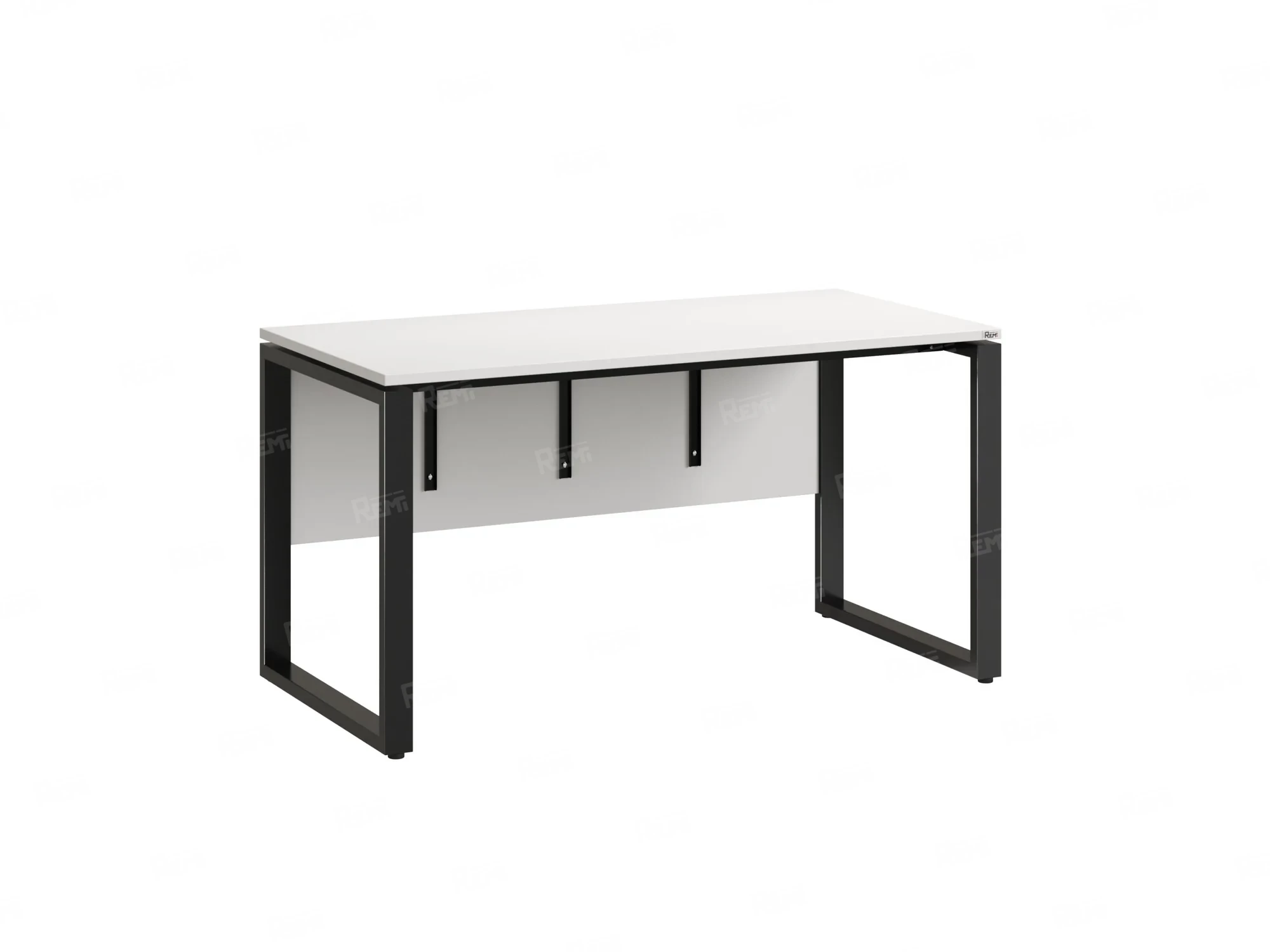 Стол прямой, О-опоры, экран ЛДСП,парящая стол-ца 1400x700x750 RM008-14x7 Белый/Черный