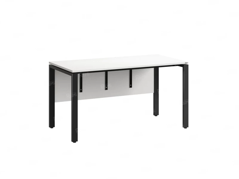 Стол прямой, П-опоры, экран ЛДСП,парящая стол-ца 1400x600x750 RM007-14x6 Белый/Черный