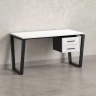 Стол прямой с подвесной тумбой 2 ящика, U-опора 2000x800x750 RM035-20x8 Белый/Черный