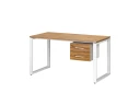 Стол прямой с подвесной тумбой 2 ящика, О-опора 2000x800x750 RM037-20x8 Дуб Юстус/Белый