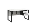 Стол прямой, подвесная тумба, ЛДСП экран, О-опора 2000x700x750 RM033-20x7 Белый/Черный