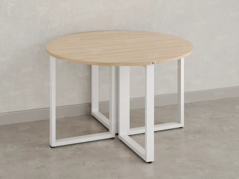 Круглый стол на О-образных опорах 1700x1700x750 RM187-17x17 Вяз Швейцарский светлый/Белый