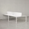 Бенч-система, 4 рабочих места, на О-образных опорах, 2 ЛДСП экранов 1200x1400x750 RM170-4-12x14 Белый/Белый
