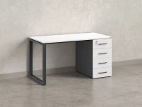 Стол прямой с тумбой на О-образных опоре, правый 1800x700x750 RM105-18x7 Белый/Серый
