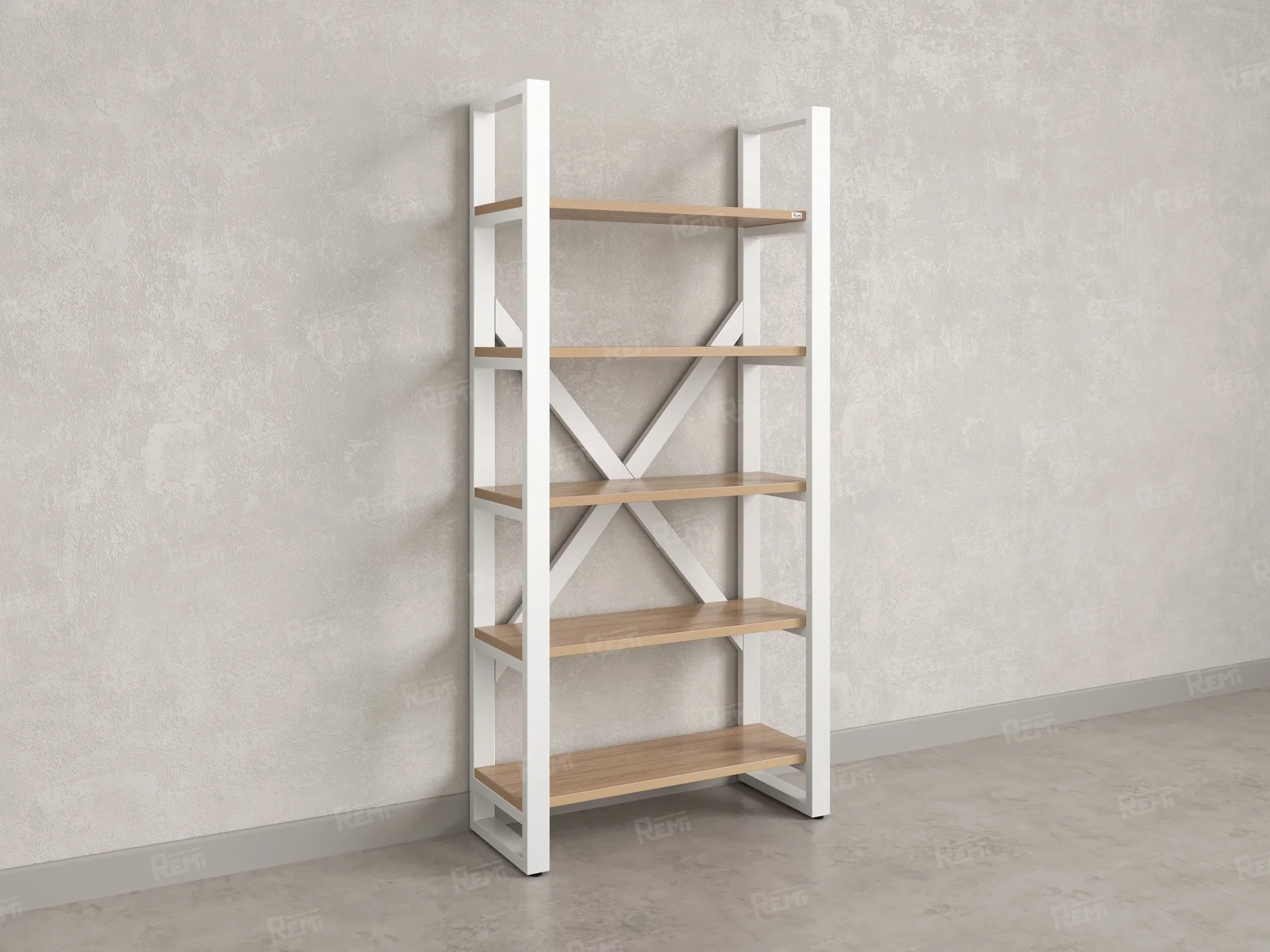 Стеллаж, 5 уровней 900x370x1920 RM131-90x37 Вяз Швейцарский светлый/Белый