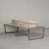 Бенч-система, 4 рабочих места, на U-образных опорах, 2 ЛДСП экранов 1000x1200x750 RM173-4-10x12 Дуб Маувелла/Серый