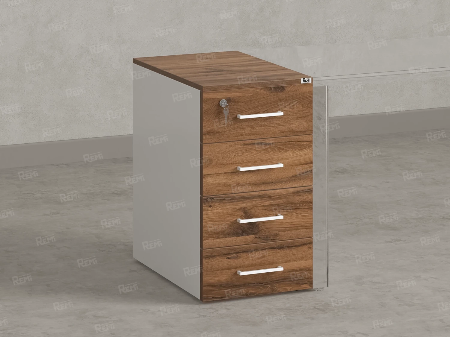 Тумба приставная, 4 ящика 400x700x750 RM121-40x70 Дуб Юстус/Белый