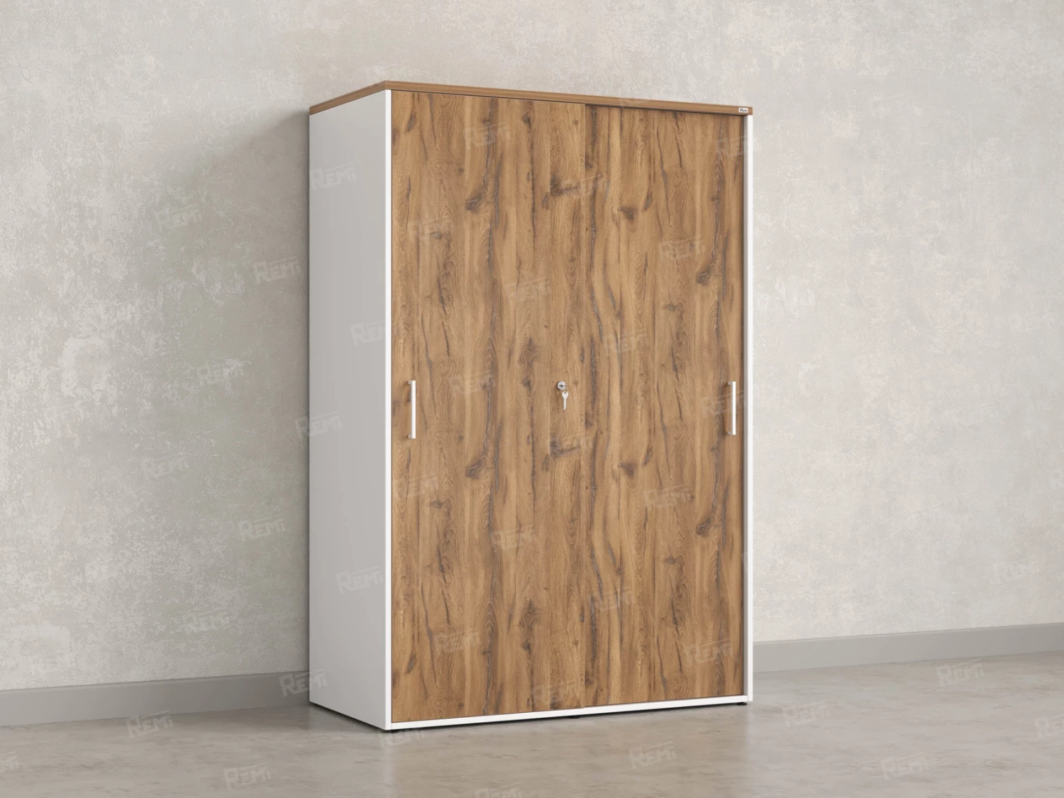 Шкаф-купе, регулируемые опоры, штанга, 1 полка 1200x600x1800 RM164-90x60 Дуб Юстус/Белый