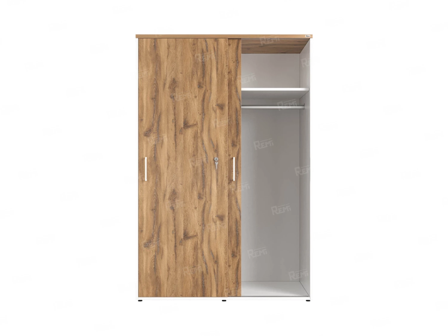 Шкаф-купе, регулируемые опоры, штанга, 1 полка 1200x600x1800 RM164-90x60 Дуб Юстус/Белый
