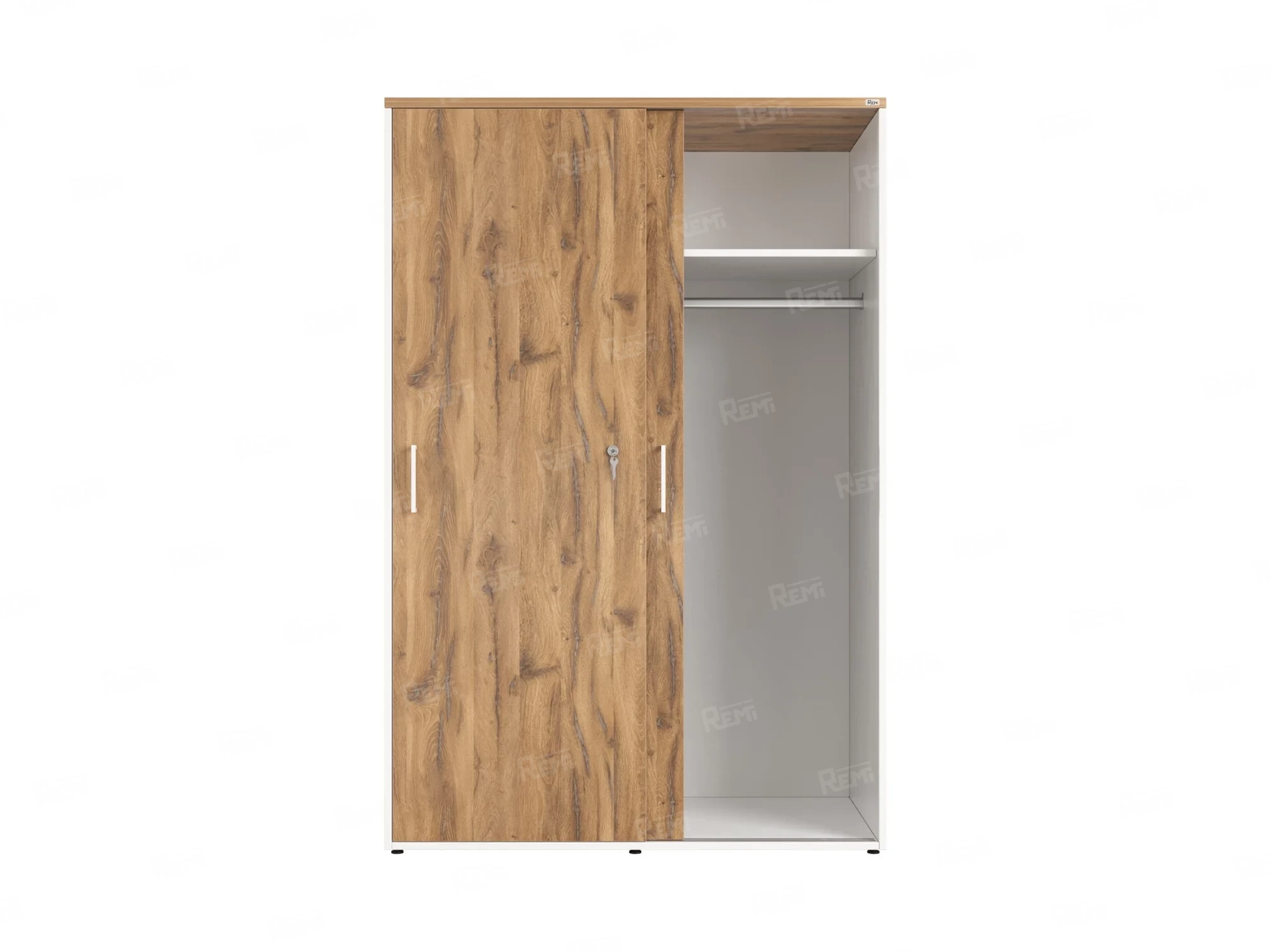 Шкаф-купе, регулируемые опоры, штанга, 1 полка 1200x600x1800 RM164-90x60 Дуб Юстус/Белый