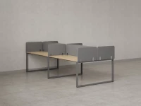 Бенч-система, 4 рабочих места, на О-образных опорах, 8 тканевых экранов 2800x1400x750 RM170-1-14x14 Вяз Швейцарский светлый/Серый