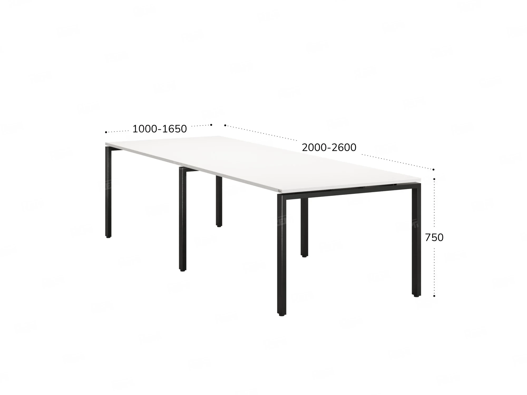 Cтол для переговоров, на П-образном каркасе 2100x1000x750 RM080-210x100 Белый/Черный