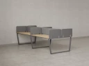 Бенч-система, 4 рабочих места, на U-образных опорах, 8 тканевых экранов 3600x1200x750 RM173-1-18x12 Вяз Швейцарский светлый/Серый