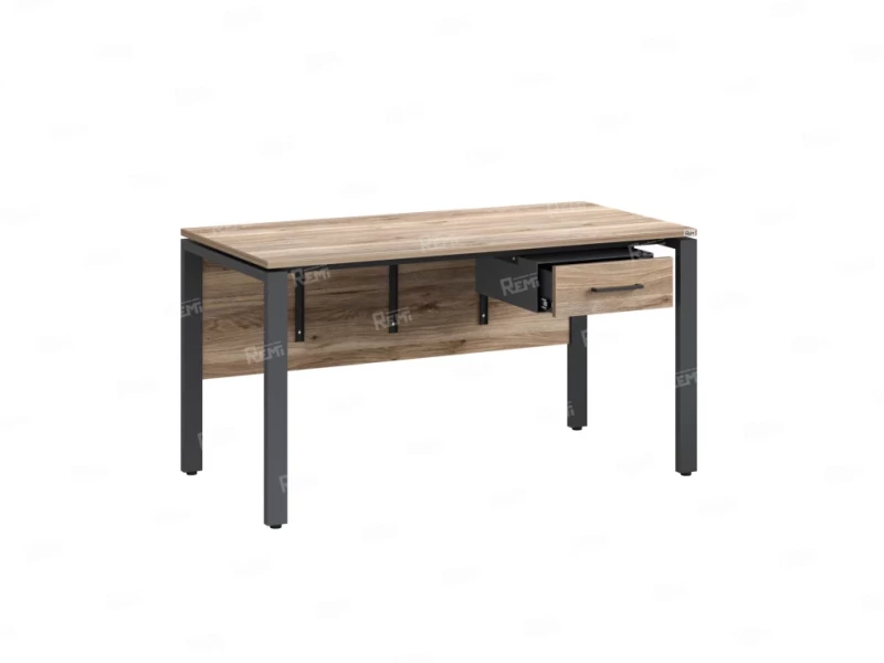 Стол прямой, подвесная тумба, ЛДСП экран, П-опора 1800x600x750 RM030-18x6 Дуб Маувелла/Серый
