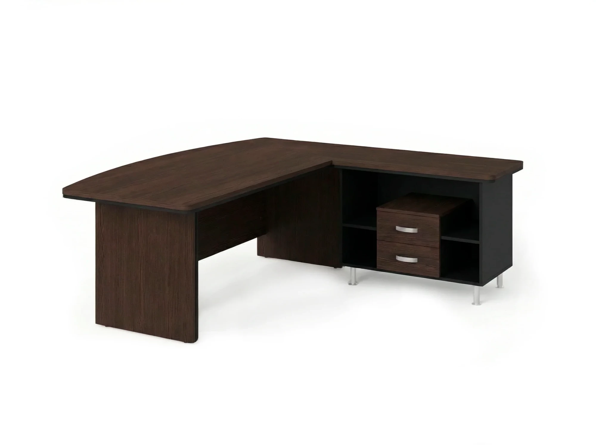 BRL RB070-200x200R Стол руководителя угловой R с тумбой 2 ящика 2000х2000х760 Венге/Черный