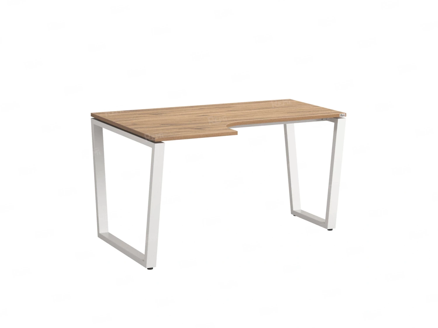 Стол угловой, U-опора, левый 1400x600/900x750, RM051-14x6-9 Дуб Юстус/Белый