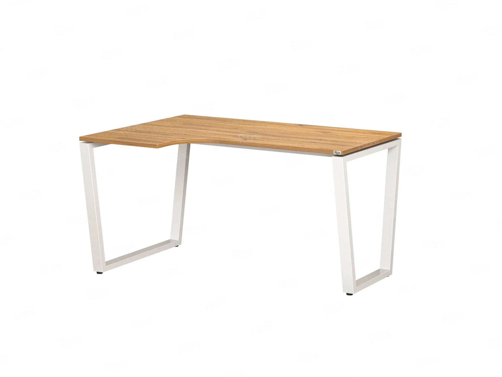 Стол угловой, U-опора, левый 1400x600/900x750, RM051-14x6-9 Дуб Юстус/Белый