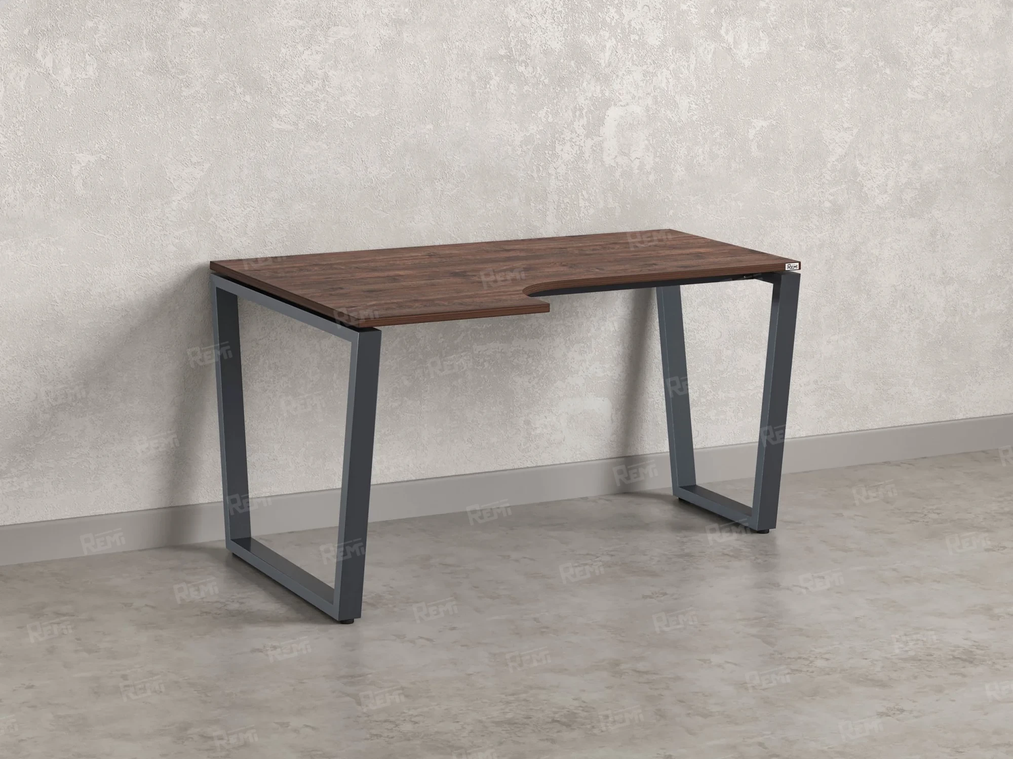 Стол угловой, U-опора, левый 1600x900/1200x750, RM051-16x9-12 Дуб Апрельский шоколад/Серый