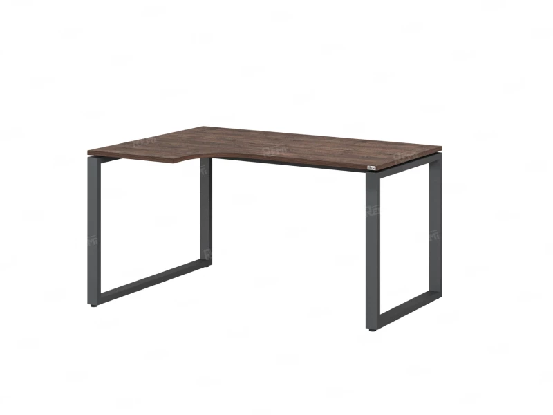 Стол угловой, О-опора, левый 1400x900/1200x750, RM055-14x9-12 Дуб Апрельский шоколад/Серый