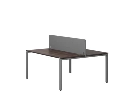 Бенч-система, 2 рабочих места, с одним тканевым экраном 1200x1200x750 RM165-1-12x12 Дуб Апрельский шоколад/Серый