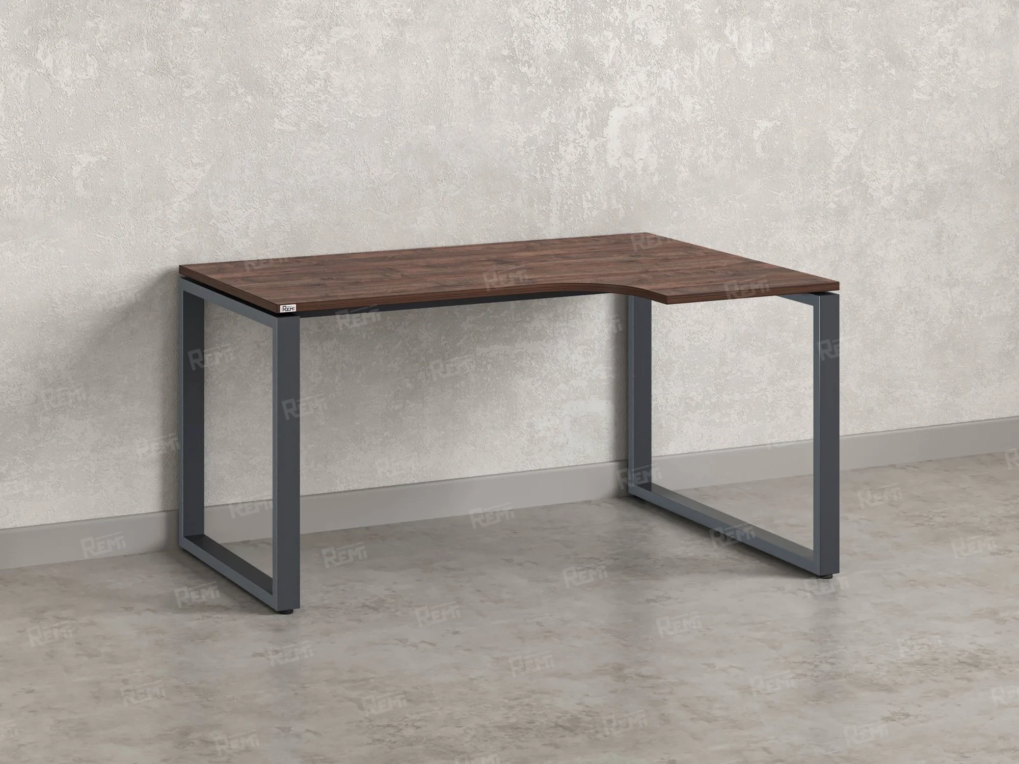 Стол угловой, О-опора, правый 1800x900/1200x750, RM054-18x9-12 Дуб Апрельский шоколад/Серый