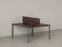 Бенч-система, 2 рабочих места, с одним экраном ЛДСП 1400x1600x750 RM165-2-14x16 Дуб Апрельский шоколад/Серый