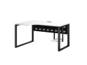 Стол угловой, экран металл, О-опора, левый 1400x800/1000x750, RM056-14x8-10 Белый/Черный