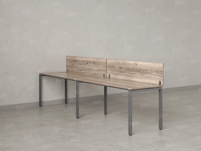 Бенч-система в 1 ряд, 2 рабочих места 2 ЛДСП экранов 2000x600x750 RM167-4-20x6 Дуб Маувелла/Серый