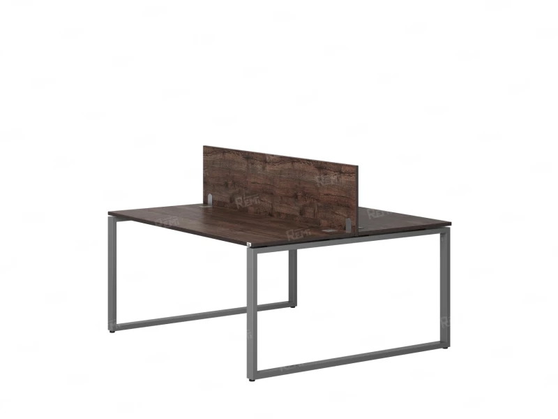 Бенч-система, 2 рабочих места, с одним экраном ЛДСП 1200x1200x750 RM169-2-12x12 Дуб Апрельский шоколад/Серый