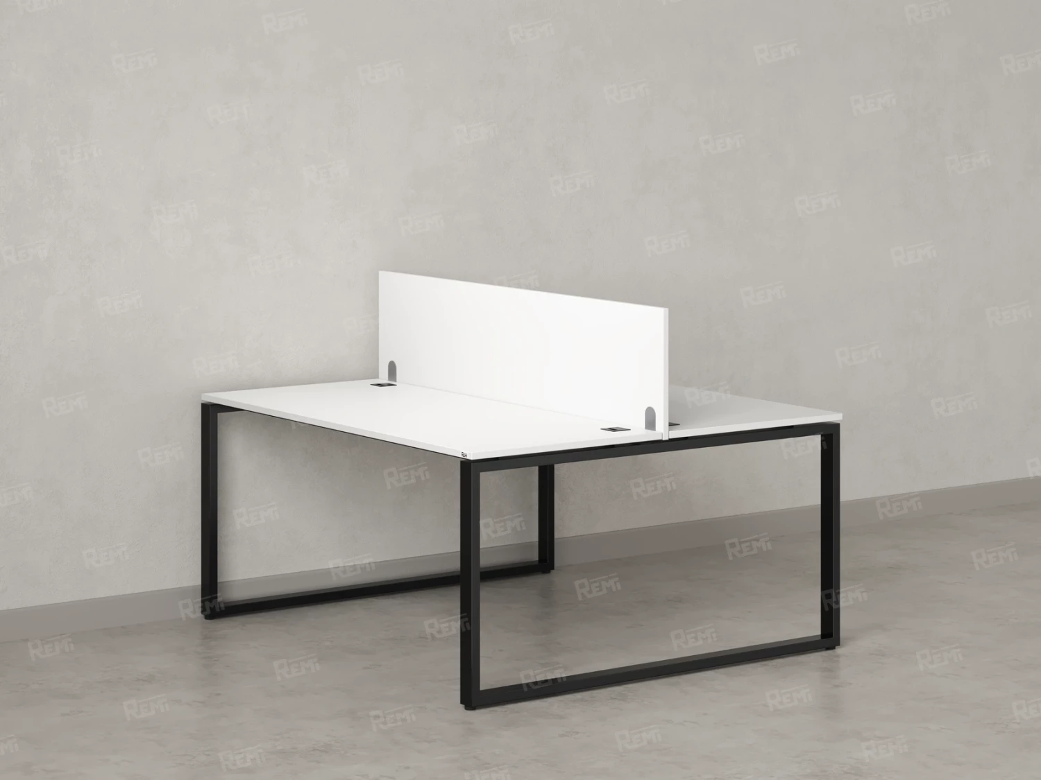 Бенч-система, 2 рабочих места, с одним экраном ЛДСП 1600x1400x750 RM169-2-16x14 Белый/Черный