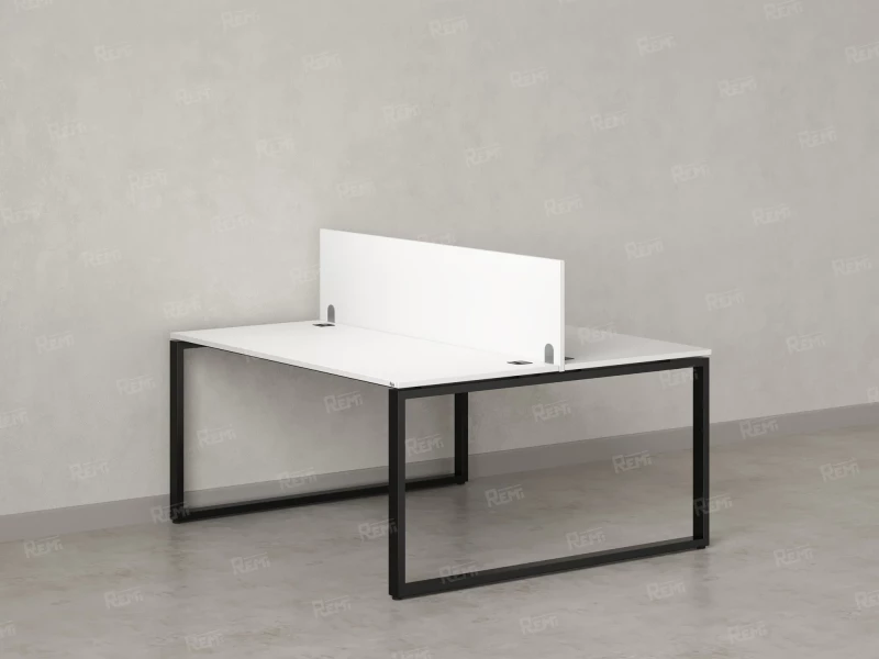 Бенч-система, 2 рабочих места, с одним экраном ЛДСП 1600x1400x750 RM169-2-16x14 Белый/Черный