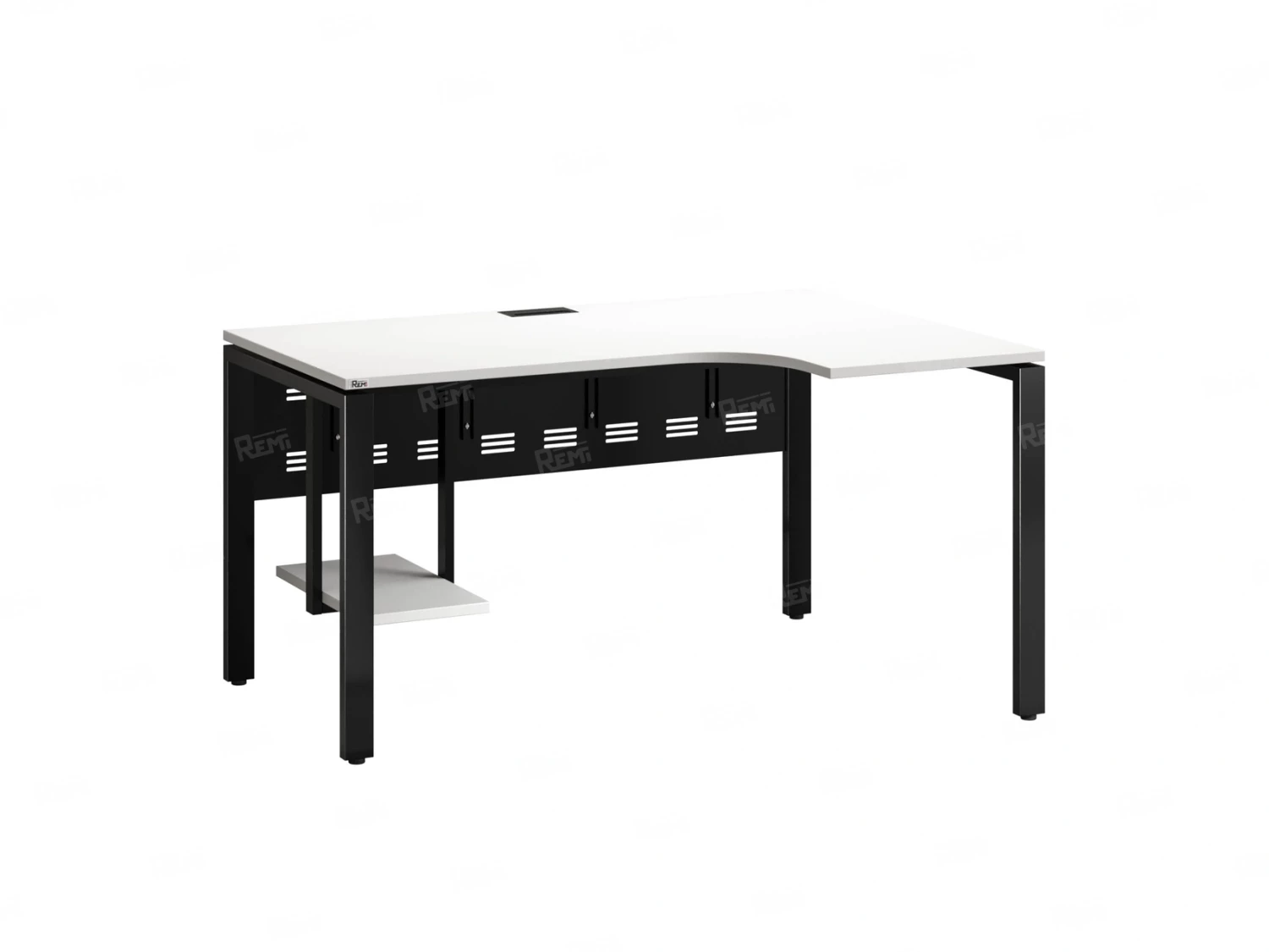 Стол угловой, экран металл, П-опора, правый 1600x800/1000x750, RM058-16x8-10 Белый/Черный