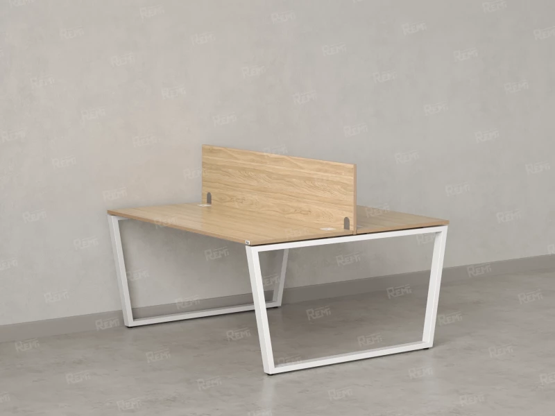 Бенч-система, 2 рабочих места, с одним экраном ЛДСП 1600x1400x750 RM172-2-16x14 Вяз Швейцарский светлый/Белый