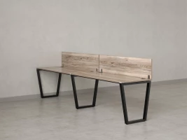 Бенч-система в 1 ряд, 2 рабочих места 2 ЛДСП экранов 2000x600x750 RM174-4-20x6 Дуб Маувелла/Черный