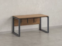 Стол прямой, О-опоры, экран ЛДСП,парящая стол-ца 1800x700x750 RM008-18x7 Дуб Юстус/Серый