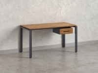 Стол прямой с подвесной тумбой, П-опора 1600x700x750 RM038-16x7 Дуб Юстус/Серый