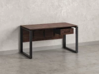 Стол прямой, подвесная тумба, ЛДСП экран, О-опора 1600x700x750 RM032-16x7 Дуб Апрельский шоколад/Черный