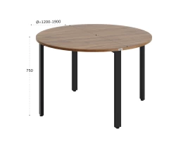 Круглый стол на П-образных опорах 1500x1500x750 RM186-15x15 Дуб Юстус/Черный