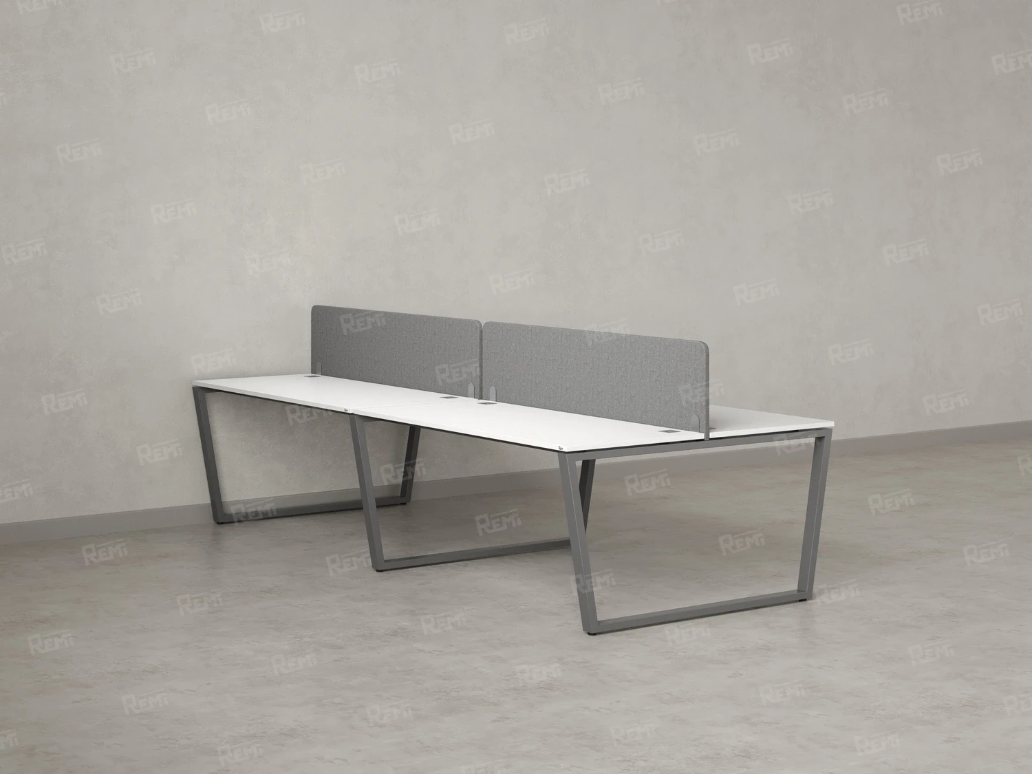 Бенч-система, 4 рабочих места, на U-образных опорах, 2 тканевых экранов 3200x1200x750 RM173-3-16x12 Белый/Серый