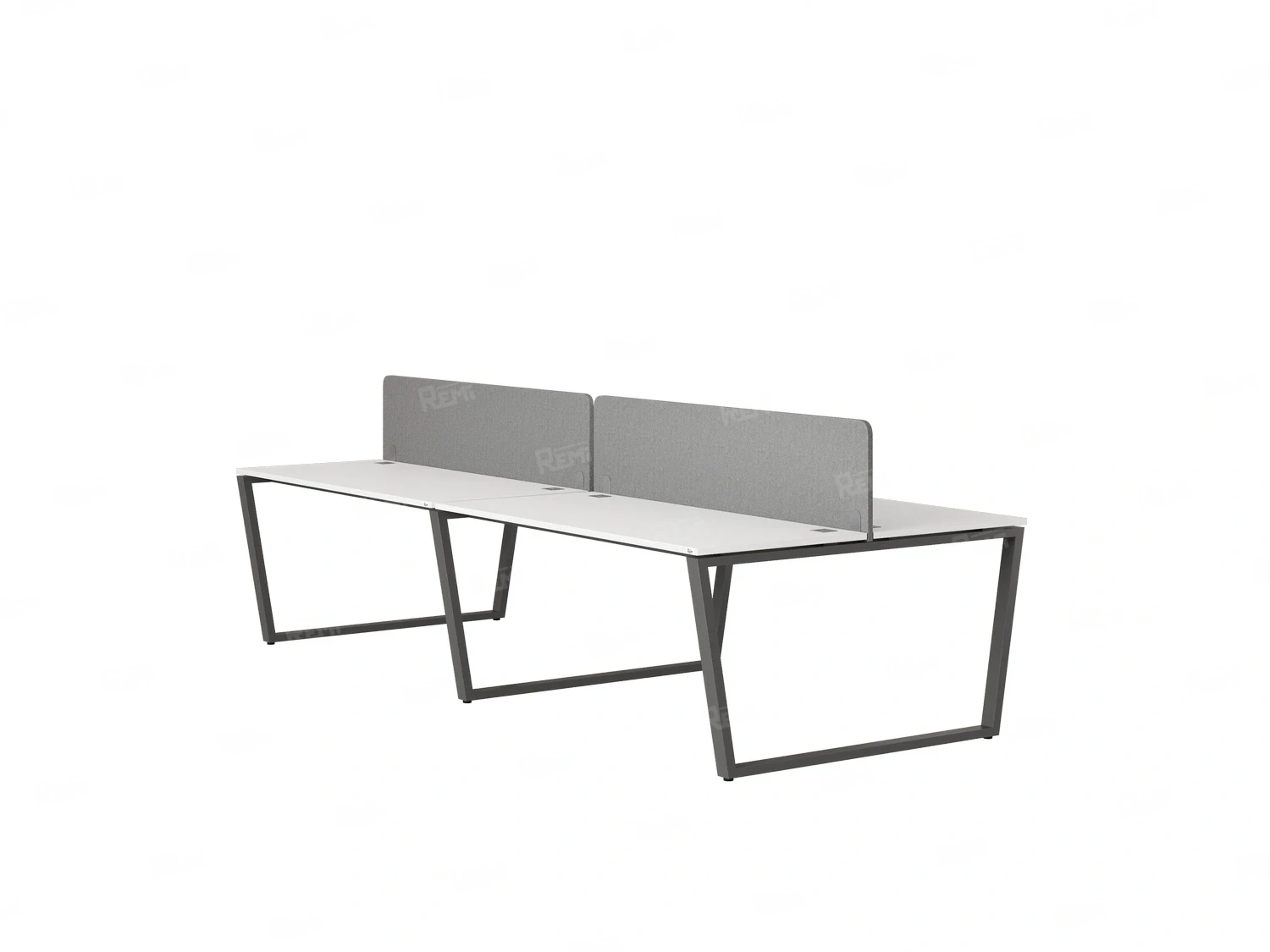 Бенч-система, 4 рабочих места, на U-образных опорах, 2 тканевых экранов 3200x1200x750 RM173-3-16x12 Белый/Серый